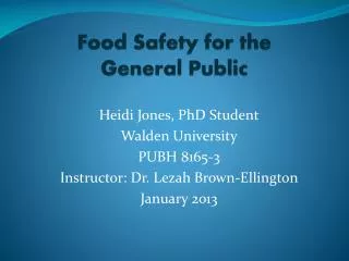 Food Safety for the General Public