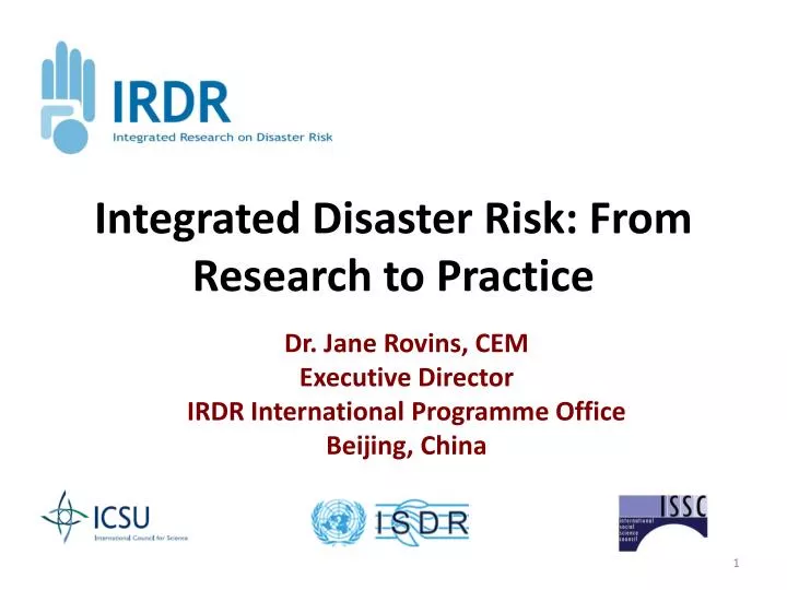 integrated disaster risk from research to practice