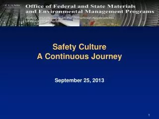 Safety Culture A Continuous Journey