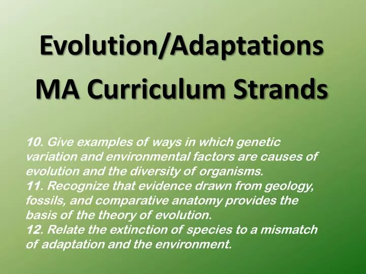 evolution adaptations ma curriculum strands