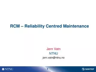RCM – Reliability Centred Maintenance