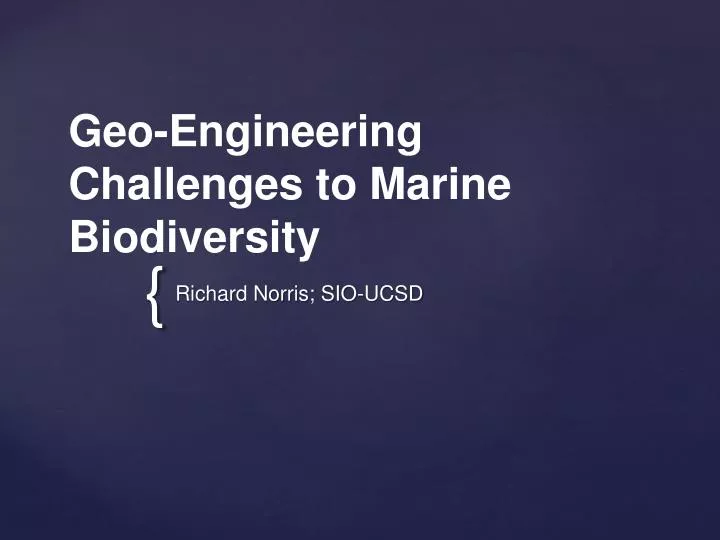 geo engineering challenges to marine biodiversity