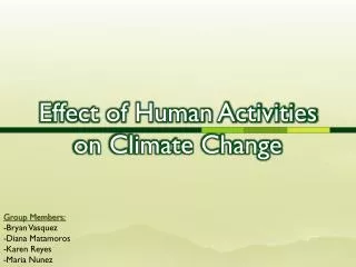 Effect of Human Activities on Climate Change