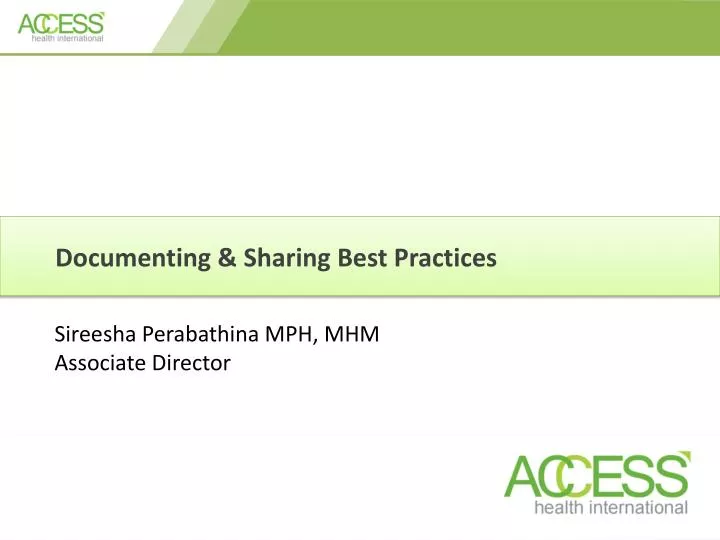 documenting sharing best practices