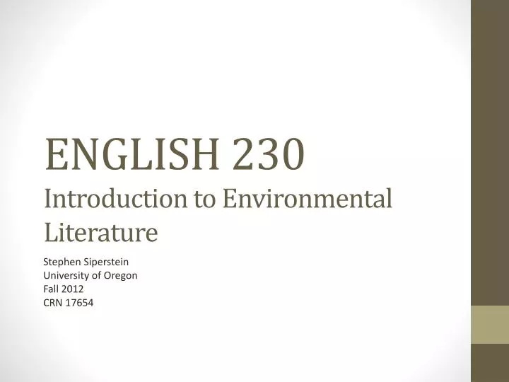 english 230 introduction to environmental literature