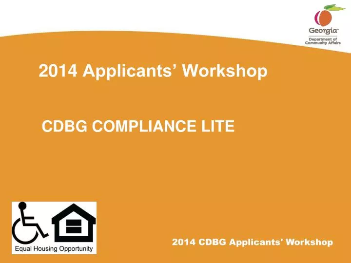 2014 applicants workshop