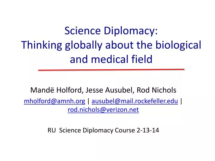 science diplomacy thinking globally about the biological and medical field