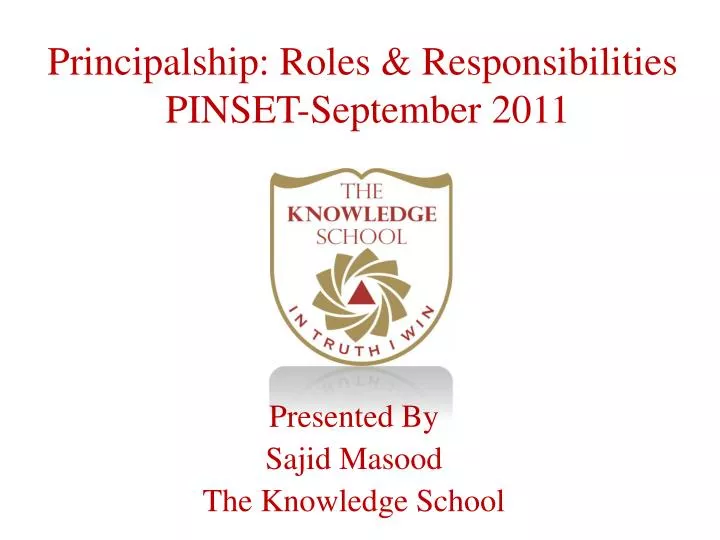principalship roles responsibilities pinset september 2011