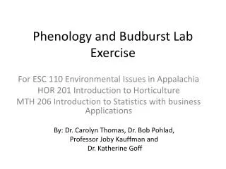 Phenology and Budburst Lab Exercise