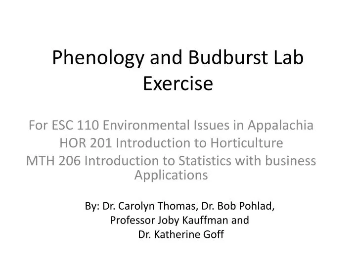 phenology and budburst lab exercise