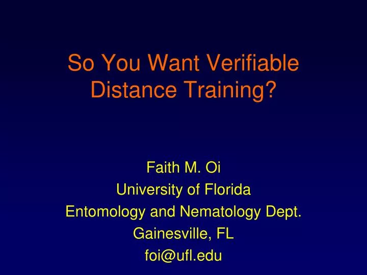 so you want verifiable distance training
