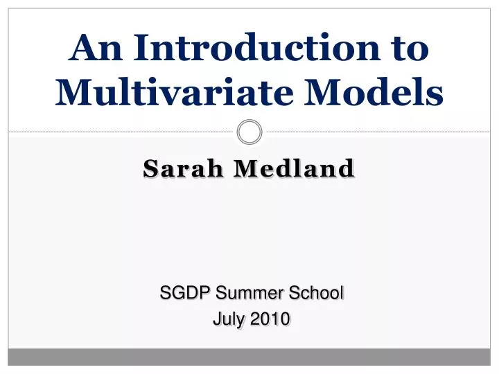 an introduction to multivariate models