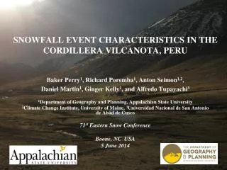 Snowfall event characteristics in the cordillera vilcanota , peru