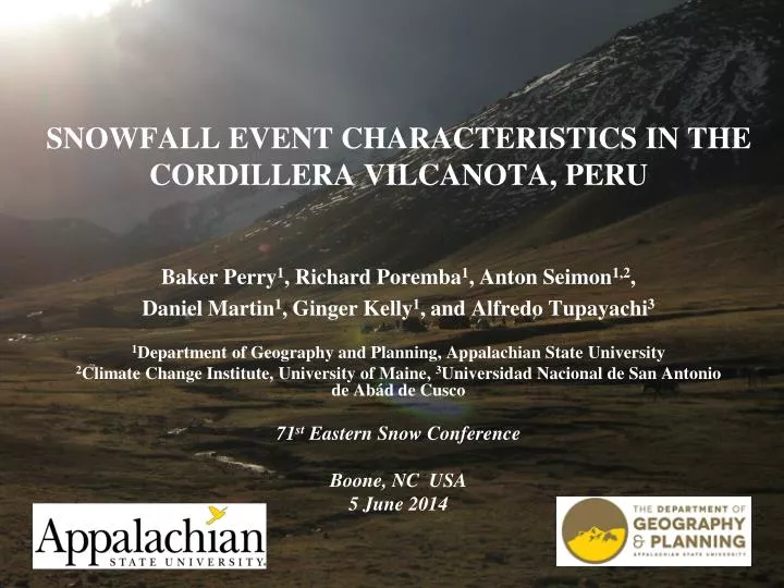 snowfall event characteristics in the cordillera vilcanota peru