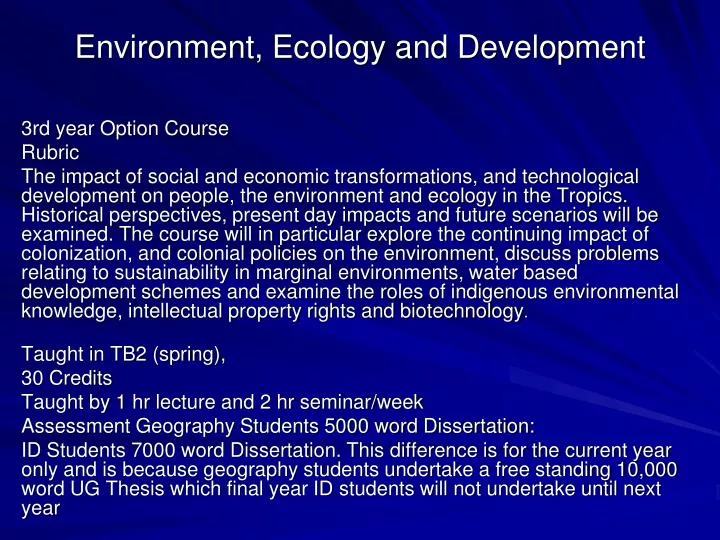 environment ecology and development