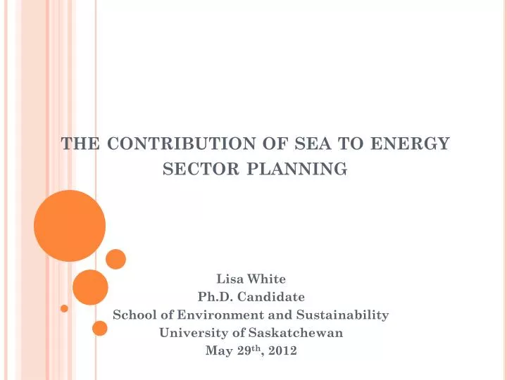 the contribution of sea to energy sector planning