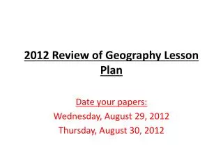 2012 Review of Geography Lesson Plan