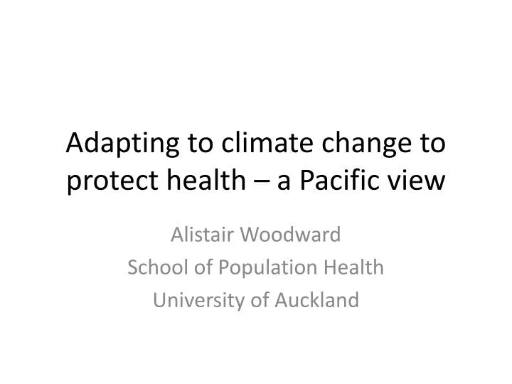 adapting to climate change to protect health a pacific view