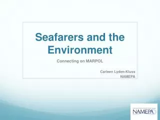 Seafarers and the Environment