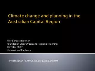Climate change and planning in the Australian Capital Region