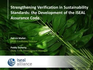 Strengthening Verification in Sustainability Standards: the Development of the ISEAL Assurance Code