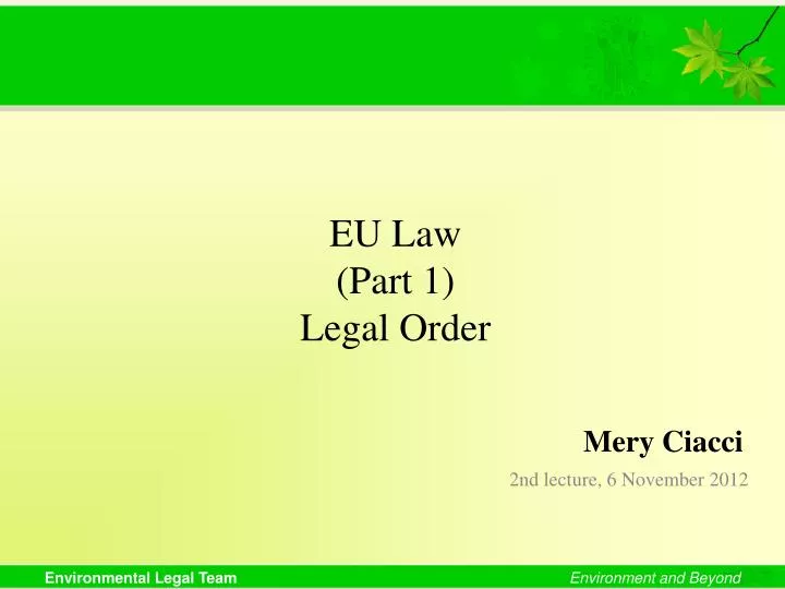 eu law part 1 legal order