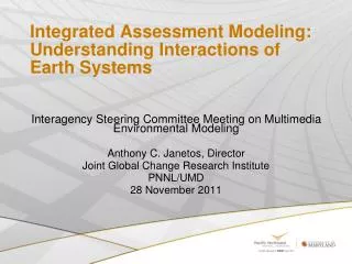 Integrated Assessment Modeling: Understanding Interactions of Earth Systems