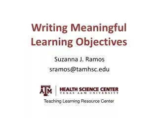 Writing Meaningful Learning Objectives