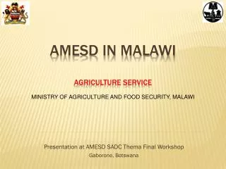 AMESD IN MALAWI AGRICULTURE SERVICE