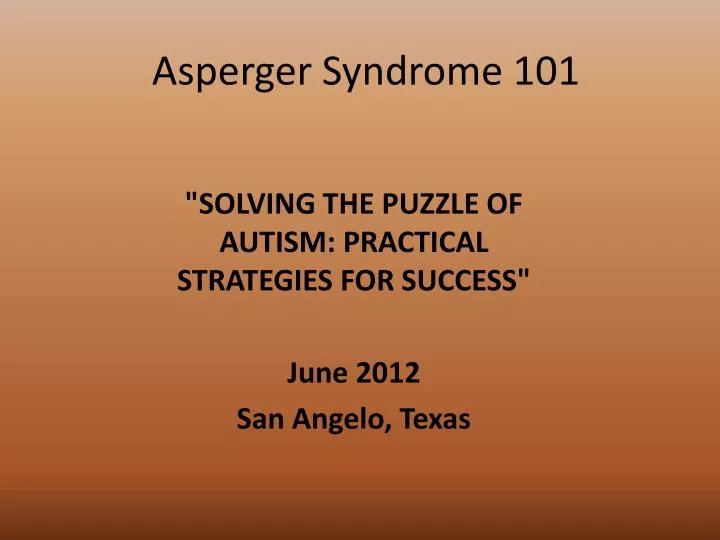 asperger syndrome 101