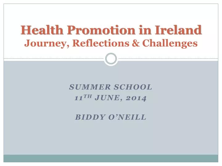 health promotion in ireland journey reflections challenges