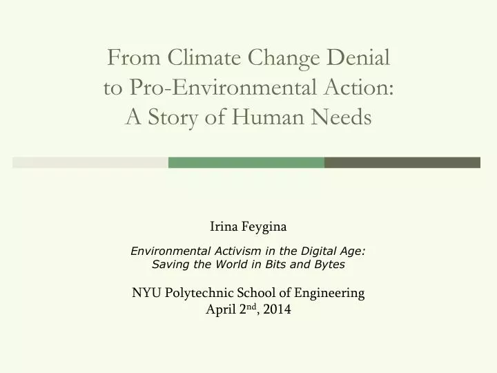 from climate change denial to pro environmental action a story of human needs
