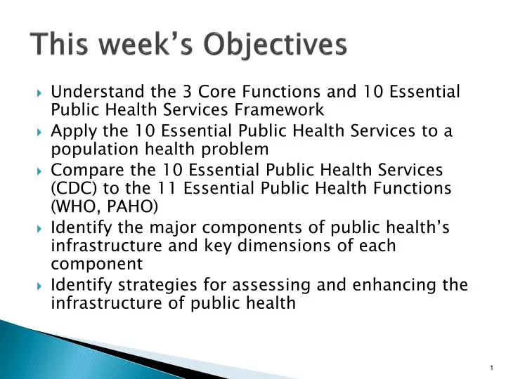 this week s objectives