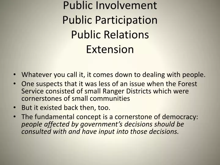public involvement public participation public relations extension