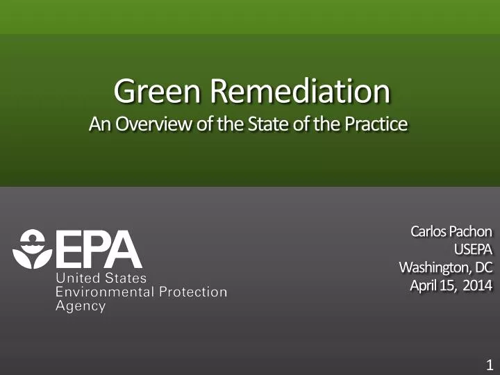 green remediation an overview of the state of the practice