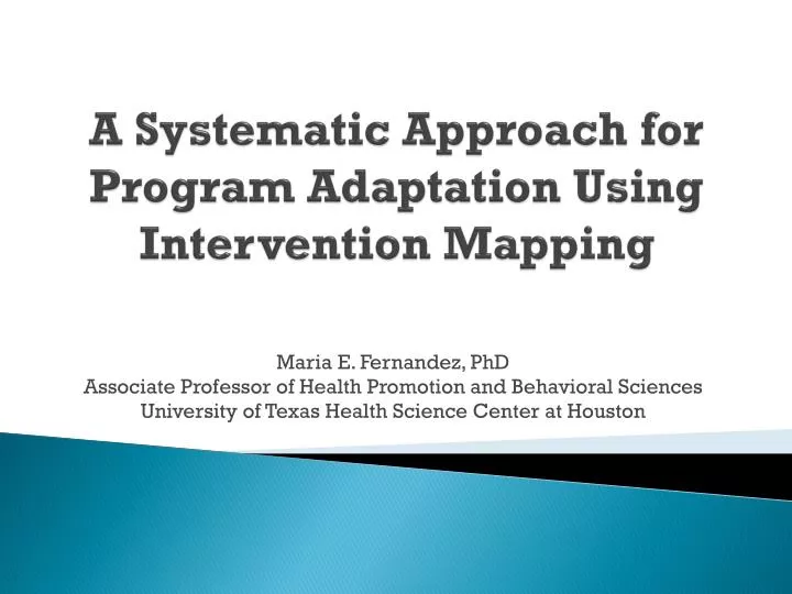 a systematic approach for program adaptation using intervention mapping