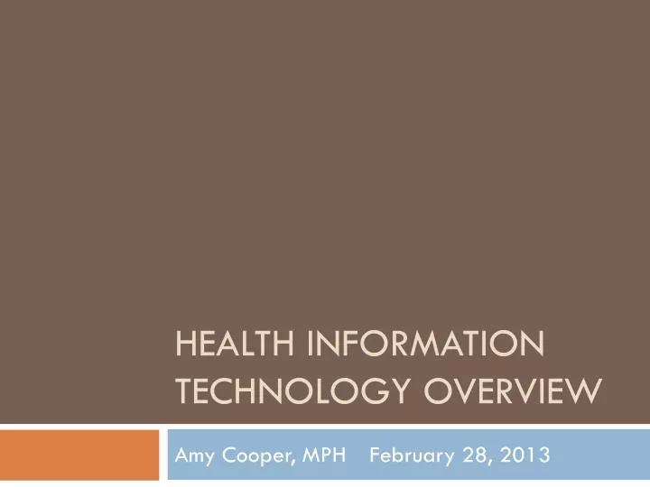 health information technology overview