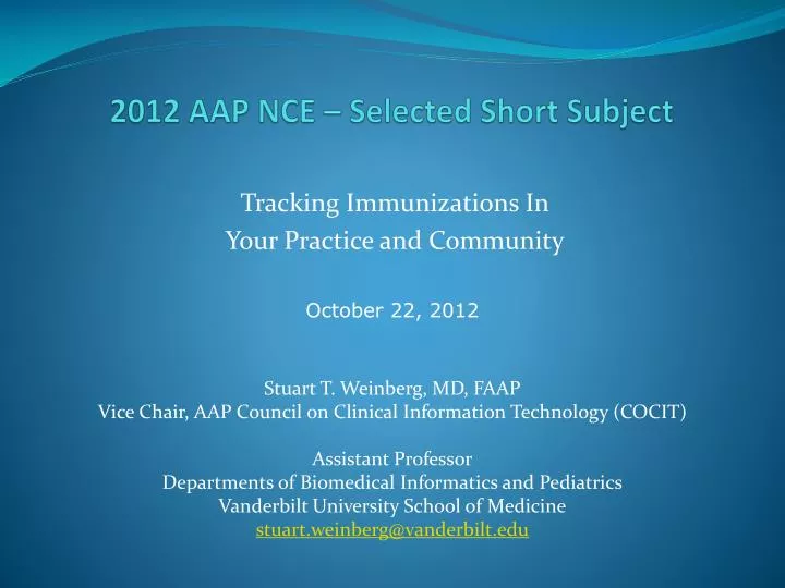 2012 aap nce selected short subject