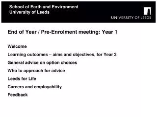 School of Earth and Environment University of Leeds