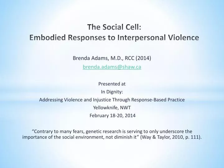 the social cell embodied responses to interpersonal violence