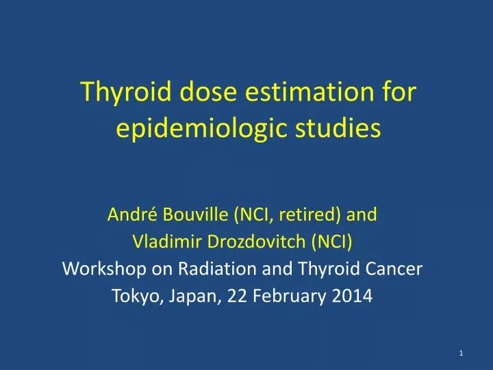 thyroid dose estimation for epidemiologic studies