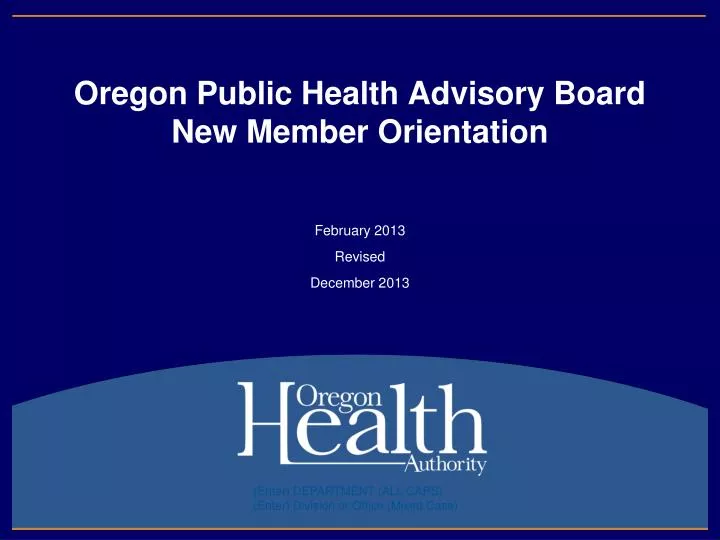oregon public health advisory board new member orientation