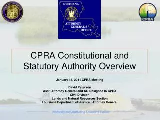 CPRA Constitutional and Statutory Authority Overview
