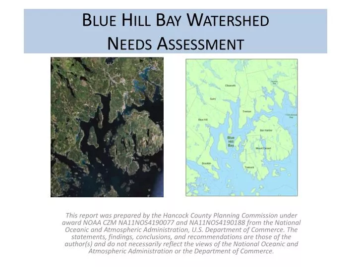 blue hill bay watershed needs assessment