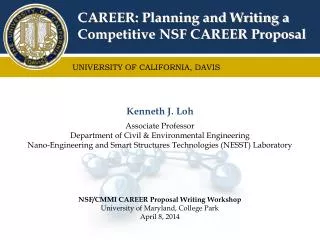 CAREER: Planning and Writing a Competitive NSF CAREER Proposal