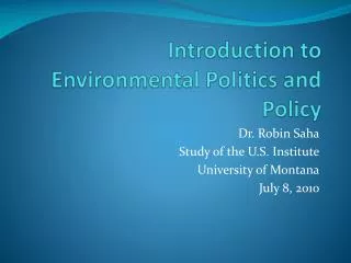Introduction to Environmental Politics and Policy