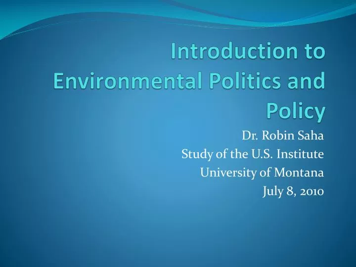introduction to environmental politics and policy