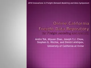 Online California Freight Data Repository for Freight Modeling and Analysis