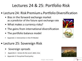 Lectures 24 &amp; 25: Portfolio Risk