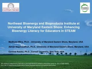 Northeast Bioenergy and Bioproducts Institute at University of Maryland Eastern Shore: Enhancing Bioenergy Literacy fo